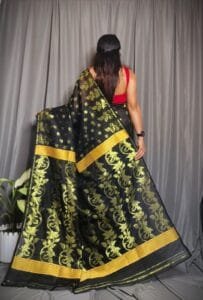 Lota Black Soft Joriwork Jamdani Saree