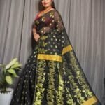 Lota Black Soft Joriwork Jamdani Saree