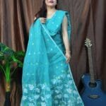 Lota Blue Ice Muga Cotton Unstitched Jamdani Kurta Set