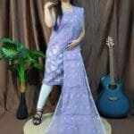 Lota Cold Purple Muga Cotton Unstitched Jamdani Kurta Set