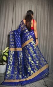 Lota Dark Blue Soft Joriwork Jamdani Saree