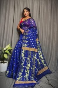 Lota Dark Blue Soft Joriwork Jamdani Saree