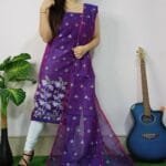 Lota Deep Violet Muga Cotton Unstitched Jamdani Kurta Set