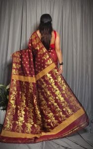 Lota Paprika Soft Joriwork Jamdani Saree