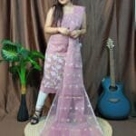 Lota Pastel Purple Muga Cotton Unstitched Jamdani Kurta Set