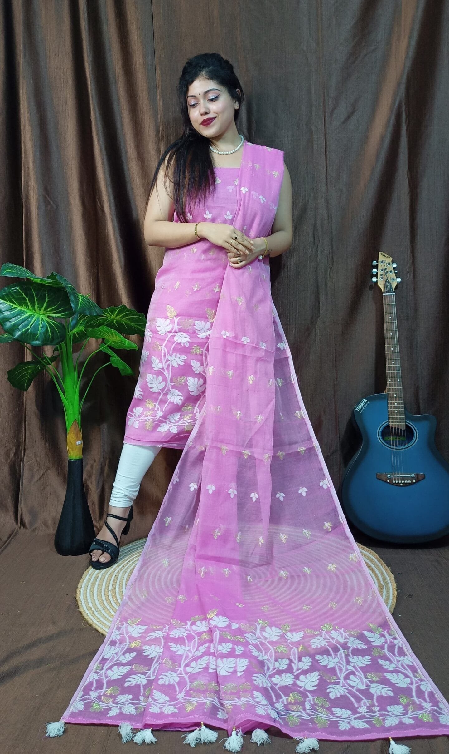 Lota Pastel Violet Muga Cotton Unstitched Jamdani Kurta Set 1 Lota Pastel Violet Muga Cotton Unstitched Jamdani Kurta Set