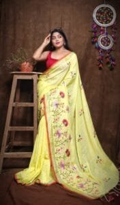 Lotus Soft Light Yellow Handloom Cotton Silk Saree