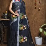 New Lotus Black Handloom Cotton Silk Saree