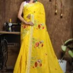 New Lotus Bright Gold Handloom Cotton Silk Saree