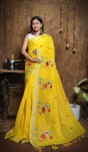 New Lotus Bright Gold Handloom Cotton Silk Saree
