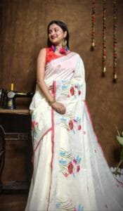 New Lotus Cream Handloom Cotton Silk Saree