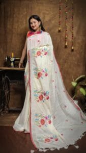 New Lotus Cream Handloom Cotton Silk Saree