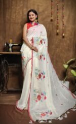 New Lotus Cream Handloom Cotton Silk Saree