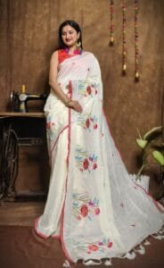 New Lotus Cream Handloom Cotton Silk Saree