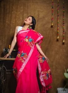 New Lotus Hot Pink Handloom Cotton Silk Saree