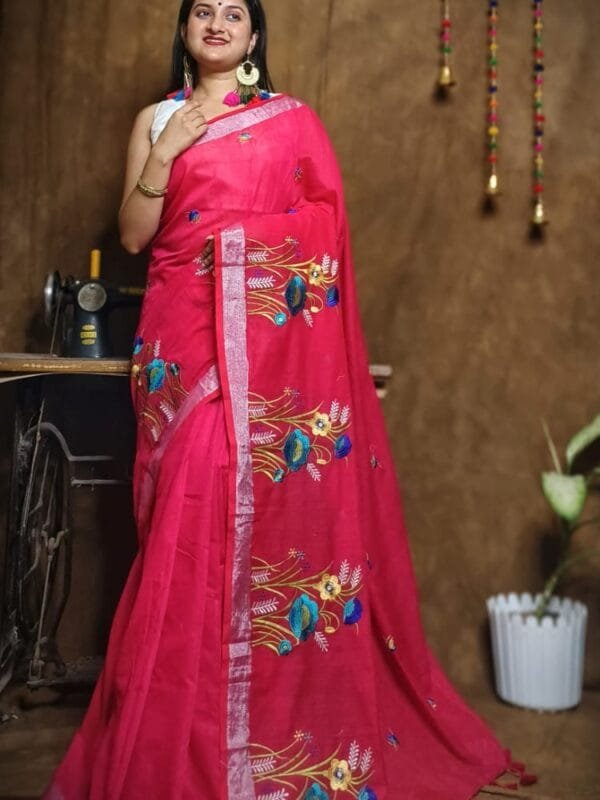 New Lotus Hot Pink Handloom Cotton Silk Saree