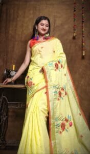 New Lotus Light Gold Handloom Cotton Silk Saree