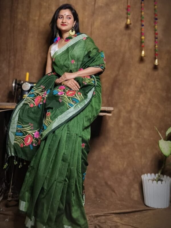 New Lotus Lunar Green Handloom Cotton Silk Saree