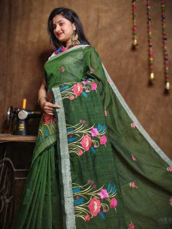 New Lotus Lunar Green Handloom Cotton Silk Saree