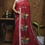 New Lotus Merlot Handloom Cotton Silk Saree