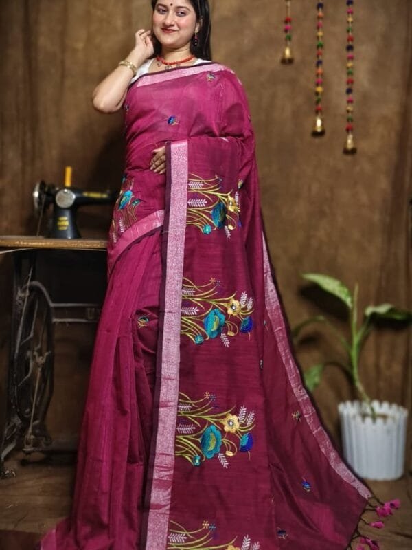 New Lotus Pansy Purple Handloom Cotton Silk Saree