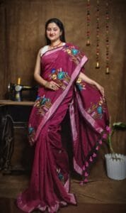 New Lotus Pansy Purple Handloom Cotton Silk Saree