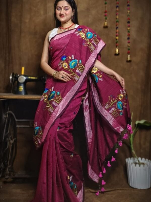 New Lotus Pansy Purple Handloom Cotton Silk Saree
