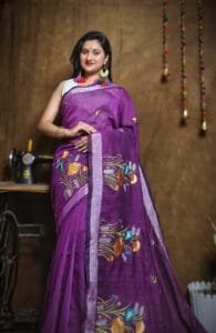 New Lotus Purple Handloom Cotton Silk Saree