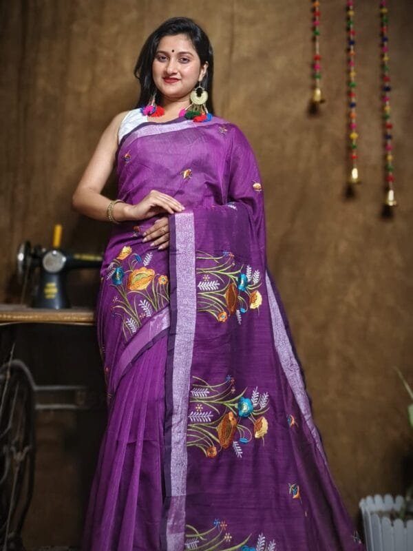 New Lotus Purple Handloom Cotton Silk Saree