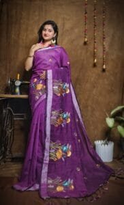 New Lotus Purple Handloom Cotton Silk Saree