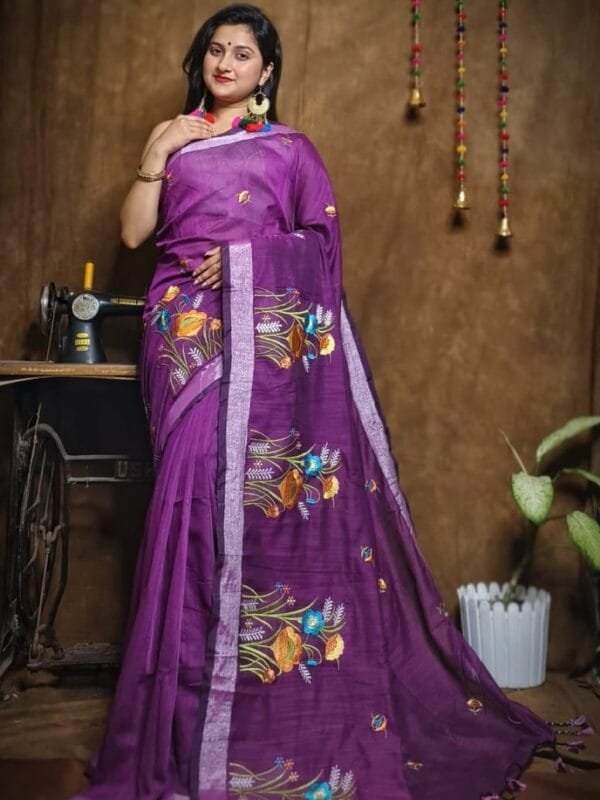 New Lotus Purple Handloom Cotton Silk Saree