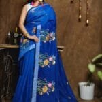 New Lotus Royal Azure Handloom Cotton Silk Saree