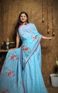 New Lotus Water Blue Handloom Cotton Silk Saree