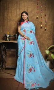 New Lotus Water Blue Handloom Cotton Silk Saree