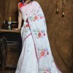 New Lotus White Handloom Cotton Silk Saree