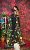 Pan Pata Soft Black Handloom Sari With Blouse Piece