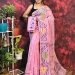 Pan Pata Soft Dull Pink Handloom Sari With Blouse Piece