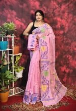 Pan Pata Soft Dull Pink Handloom Sari With Blouse Piece