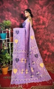 Pan Pata Soft Light Violet Handloom Sari With Blouse Piece