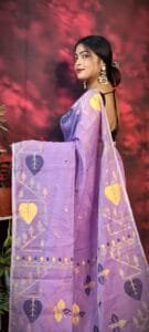 Pan Pata Soft Light Violet Handloom Sari With Blouse Piece