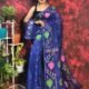 Pan Pata Soft Navy Blue Handloom Sare With Blouse Piece