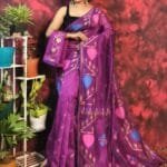 Pan Pata Soft Purplish Pink Handloom Sari With Blouse Piece