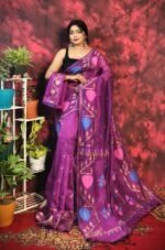 Pan Pata Soft Purplish Pink Handloom Sari With Blouse Piece