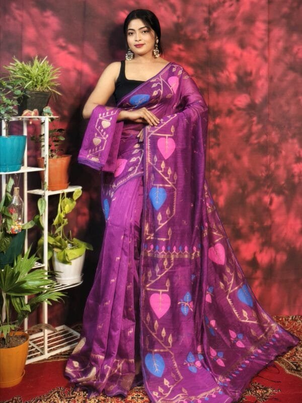 Pan Pata Soft Purplish Pink Handloom Sari With Blouse Piece