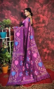 Pan Pata Soft Purplish Pink Handloom Sari With Blouse Piece