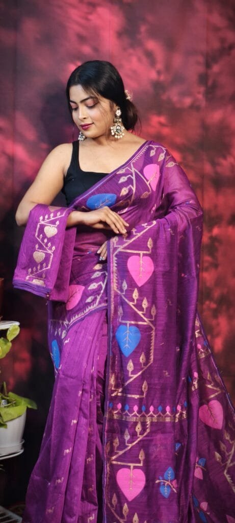 Pan Pata Soft Purplish Pink Handloom Sari With Blouse Piece