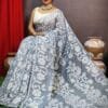 Champak Soft Gull Grey Dhakai Jamdani Saree