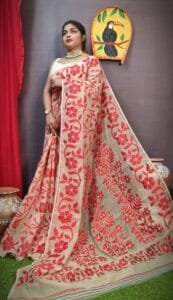 Champak Soft Mushroom Dhakai Jamdani Saree