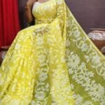 Champak Soft Pastel Yellow Dhakai Jamdani Saree