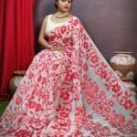 Champak Soft White Dhakai Jamdani Saree